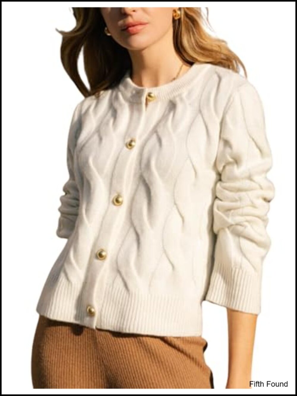 Womens Loose Cable Knit Button Cardigan Sweater Casual Fall